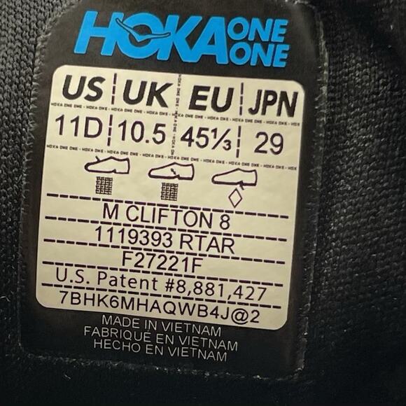 Hoka One One Clifton 8 Running Shoes Mens Size 11 D Blue Aquarelle Atheltic - Picture 7 of 12